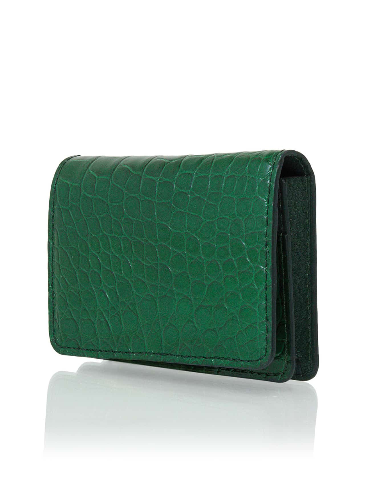 Crocodile Leather Shiny Emerald Cardholder
