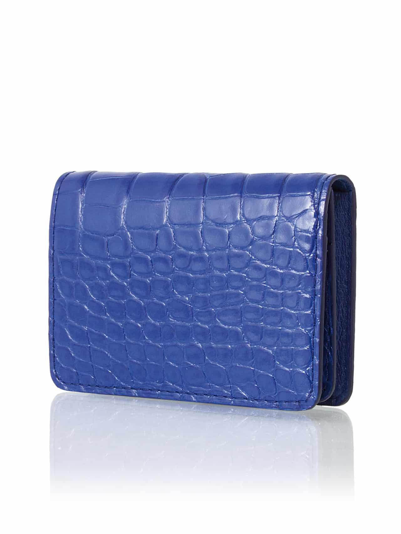 Business Cardholder Blue Shiny Alligator - Maison Jean Rousseau