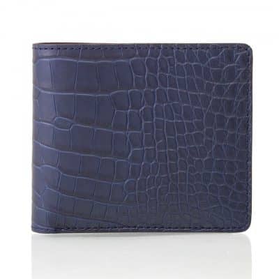 Money Clip Wallet dark blue semi matte alligator