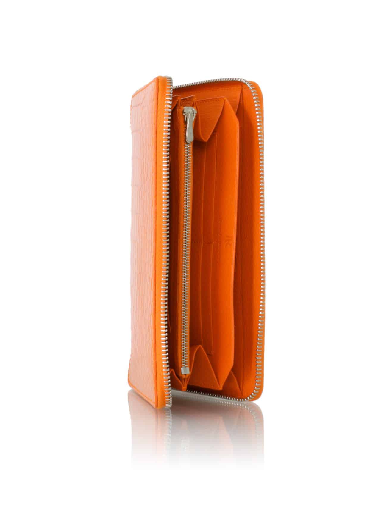 Zippy Wallet XL orange shiny alligator - Maison Jean Rousseau