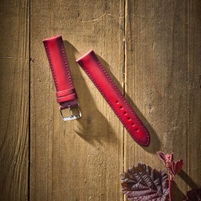 french cottage watch strap red printed calfskin