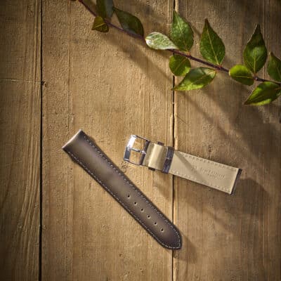 french cottage watch strap taupe printed calfskin