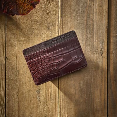 french cottage automne hiver porte feuille marron alligator vintage