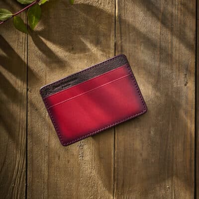 “Essentiel” slim cardholder red printed calf