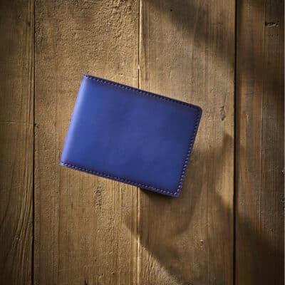 french cottage wallet leather blue printed calf