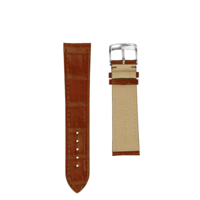 <span class="cat_name">Flat Watch strap</span><br><span class="material_name">Shiny alligator</span><br><span class="color_name">Brown</span>