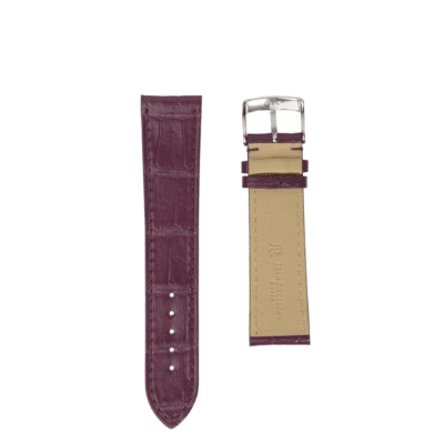 <span class="cat_name">Flat Watch strap</span><br><span class="material_name">Shiny alligator</span><br><span class="color_name">Purple</span>