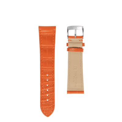 <span class="cat_name">Flat Watch strap</span><br><span class="material_name">Semi matte alligator</span><br><span class="color_name">Cornaline</span>