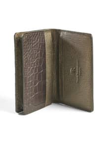 Business cardholder dark brown semi matte alligator