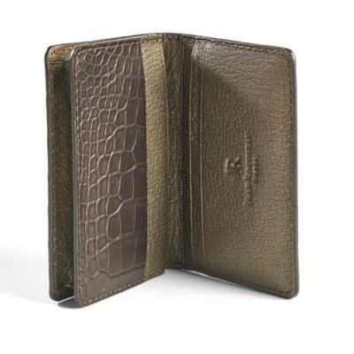 cardholder brown semi matte alligator