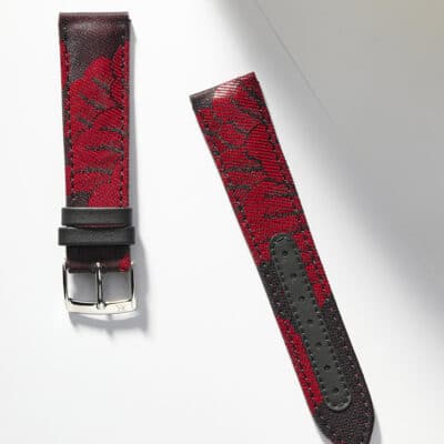 Compass watch strap red Saibi Karahana Kimono