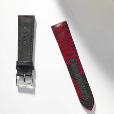 Compass watch strap red Saibi Karahana Kimono