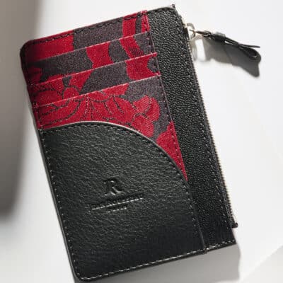 “Essentiel” slim cardholder red Saibi Karahana Kimono