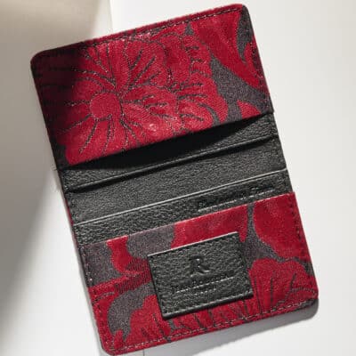 Simple Cardholder red Saibi Karahana Kimono