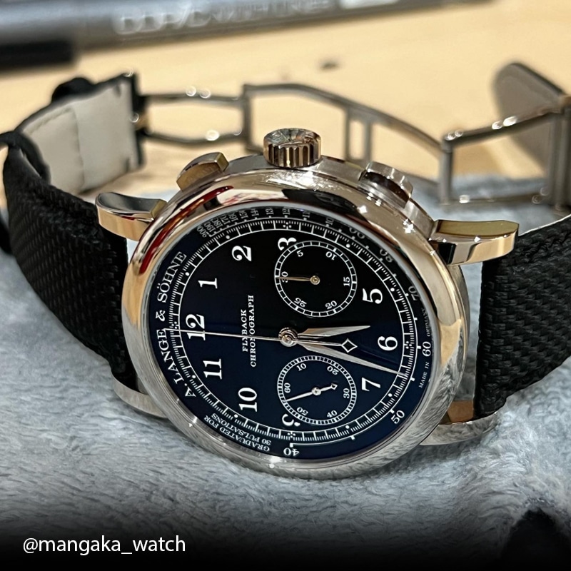 Watch strap in black Rubber For A. Lange &#038; Söhne watch 1815 414.028 model