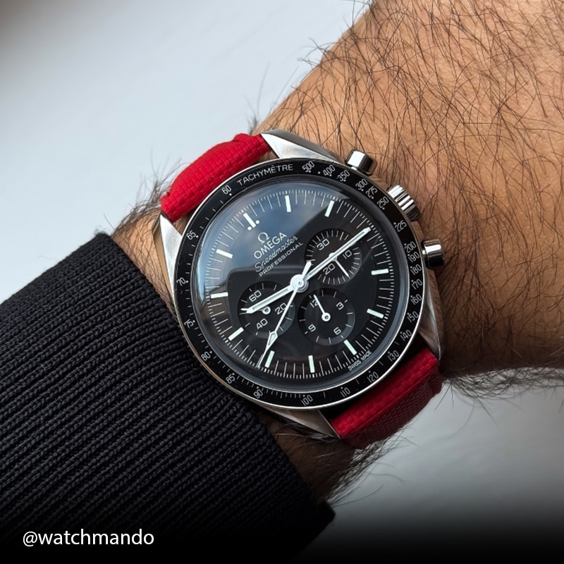 Watch strap in red Rubber For Omega watch Speedmaster model